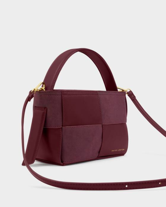 TAYA WOVEN SUEDETTE TOP HANDLE BAG-CHERRY