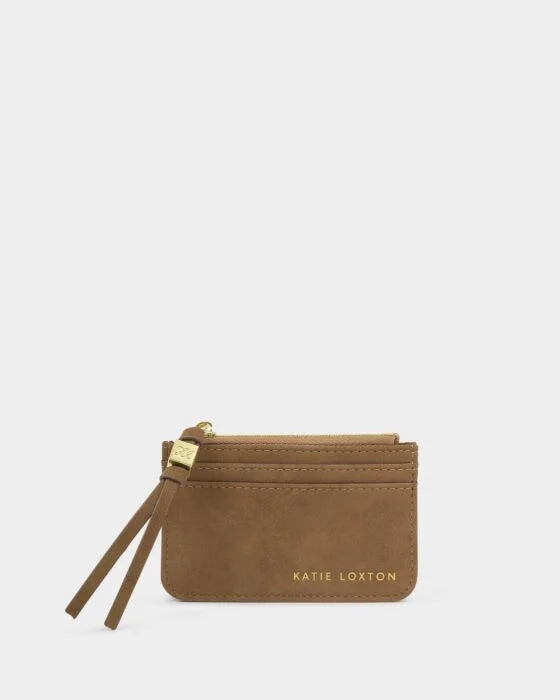 GIFT BOXED COIN & CARD HOLDER CARAMEL SUEDETTE