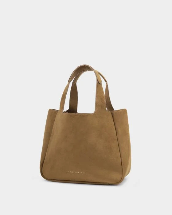 RAYA TOP HANDLE BAG CARAMEL SUEDETTE
