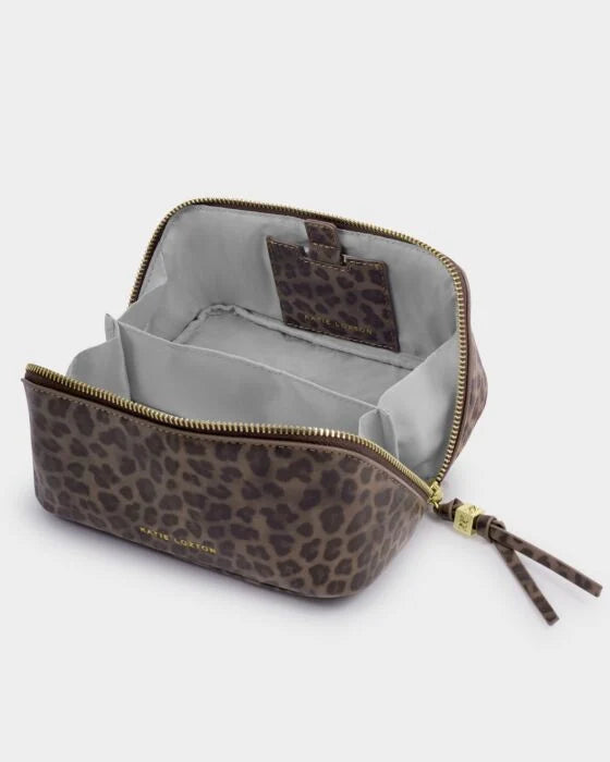 FOLD-OUT-MIRROR MAKE UP BAG LEOPARD