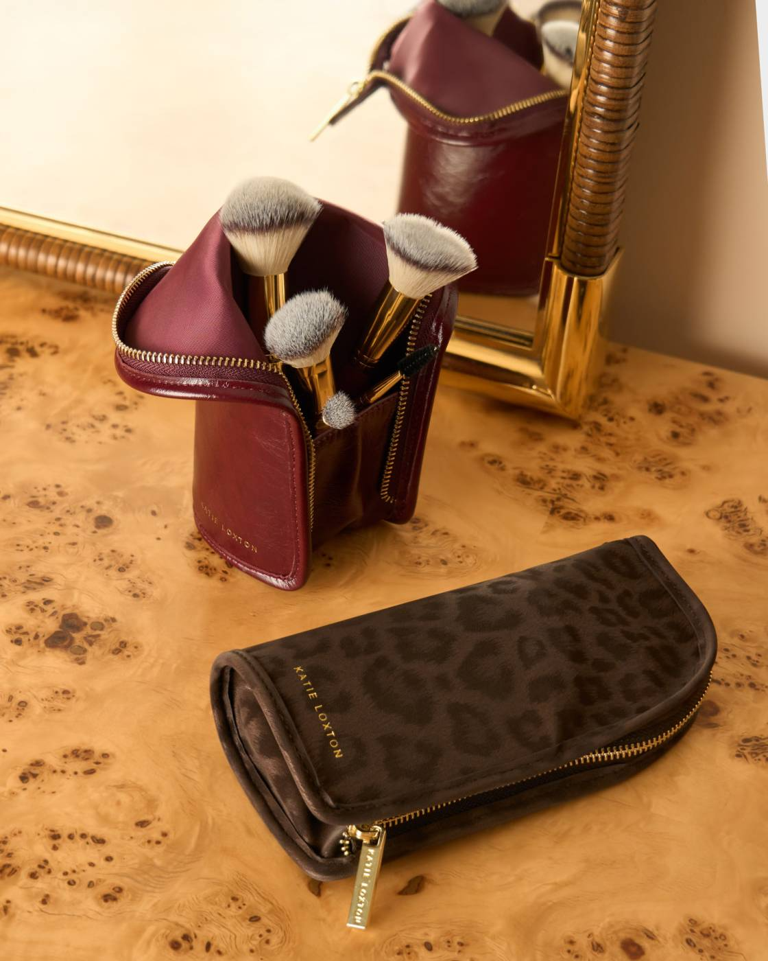 KATIE LOXTON MAKE UP BRUSH SET CHERRT PATENT