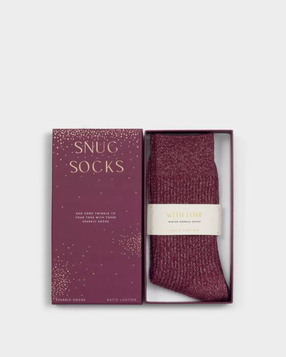 SPARKLE SOCKS IN GIFT BOX-CHERRY RED