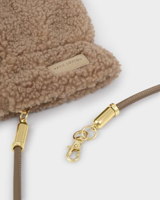 TEDDY MITTENS WITH CORD-TAN