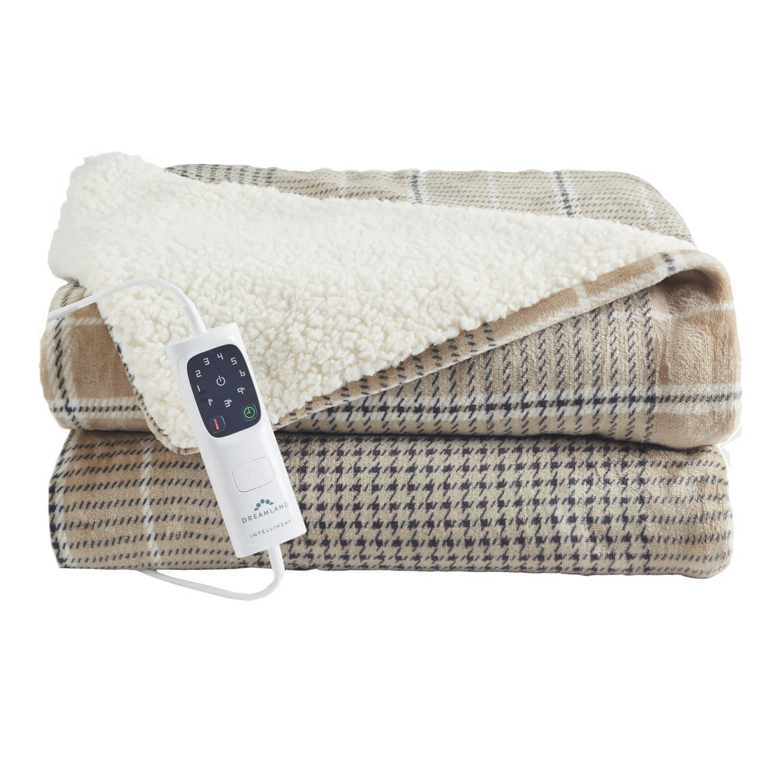 DREAMLAND NAP TIME WARMING SHERPA BLANKET- TARTAN CHECK