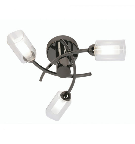 OFIRA MIRROR BLACK 3 LIGHT CEILING FITTING