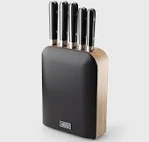 SABATIER FIVE PIECE UPRIGHT KNIFE BLOCK BLACK RUBBERWOOD