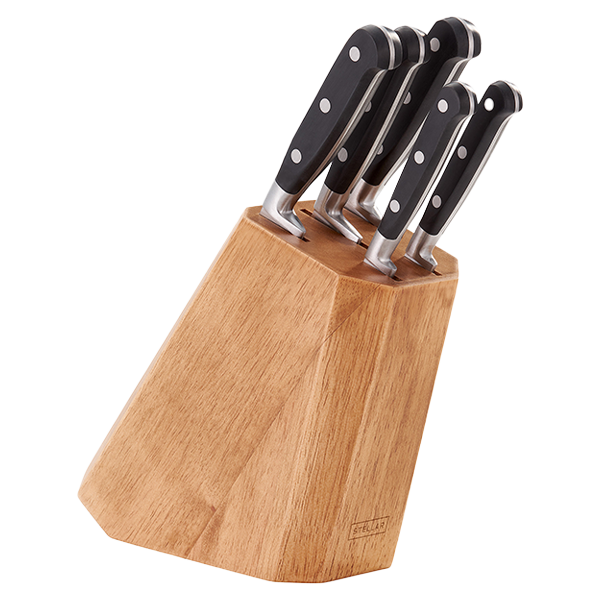 STELLAR CLASSIC 5 PIECE KNIFE BLOCK WOOD