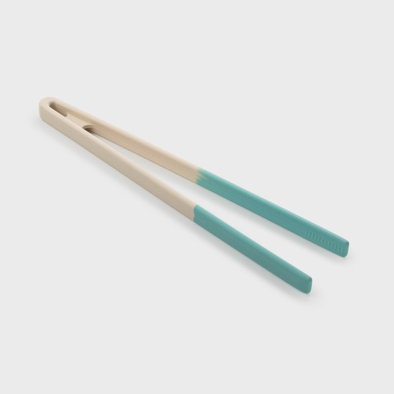 SILICONE TONGS 29CM-BUTTERMILK / TURQUOISE