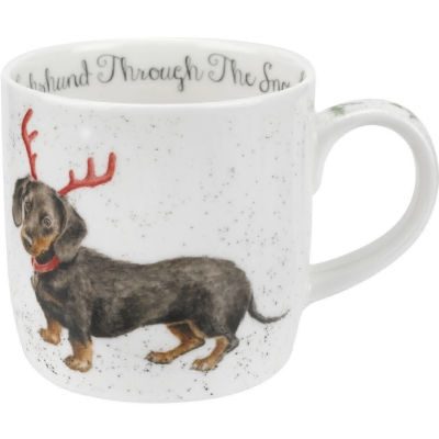 WRENDALE CHRISTMAS MUG RANGE ā 300ML ā DACHSHUND THROUGH THE SNOW
