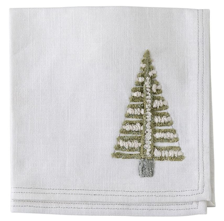 GALLERY EMB TREES NAPKIN WINTER WHITE 4PK