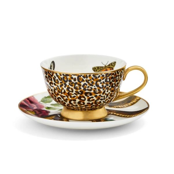 SPODE CREATURES OF CURIOSITY COUPE TEA C&S-LEOPARD/SNAKE