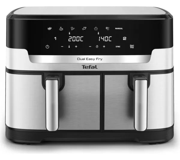 TEFAL DUAL XXL STAINLESS STEEL AIR FRYER