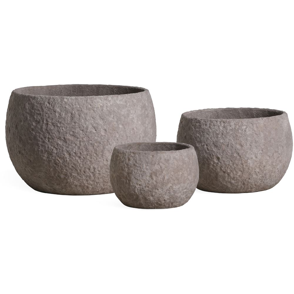 SET OF 3 CHOCOLATE BROWN LAVA BOWL PLANTERS