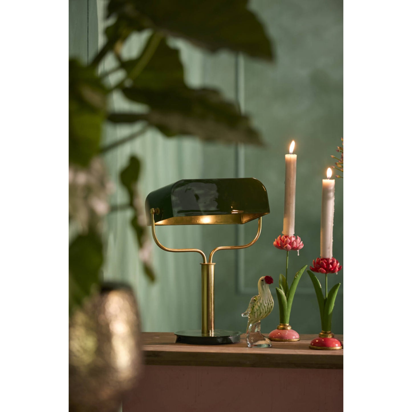 LIGHT & LIVING TABLE LAMP AYRE GREEN & GOLD