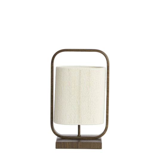 TABLE LAMP 22.5*15*37.5CM LECCE WOOD PRINT DARK BROWN+ROPE CREAM