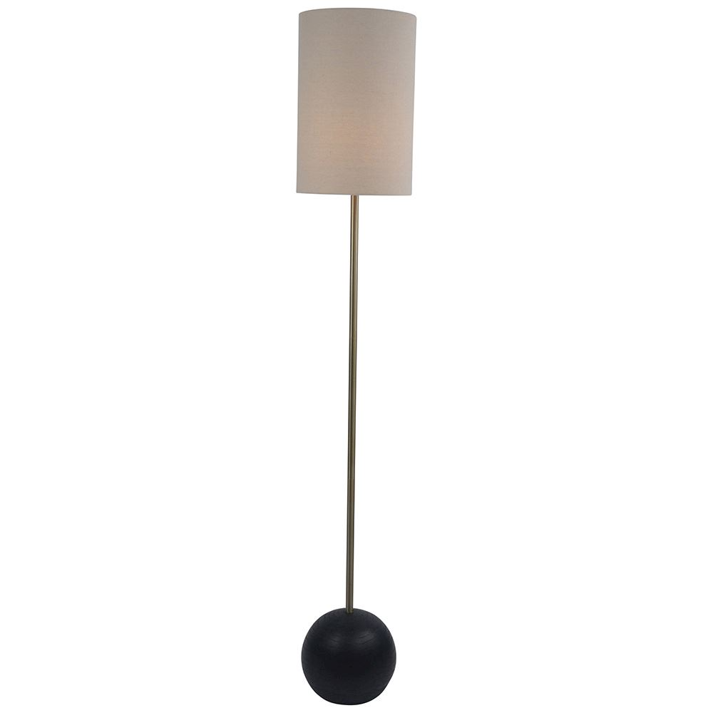BLACK BALL FLOOR LAMP WITH OATMEAL SHADE