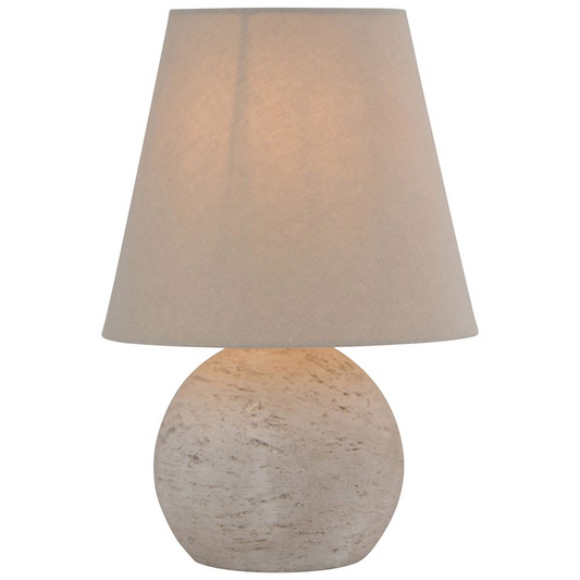 WHITE WASH TABLE LAMP WITH OATMEAL SHADE