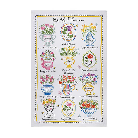 BIRTH FLOWERS COTTON TEA TOWEL
