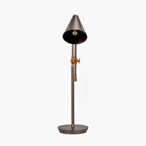 EMILIANO ANITIQUE BRONZE AND ANTIQUE BRASS ADJUSTABLE TASK TABLE LAMP