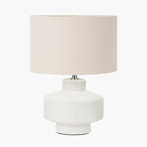 ELURE WHITE CRACKLE EFFECT TABLE LAMP