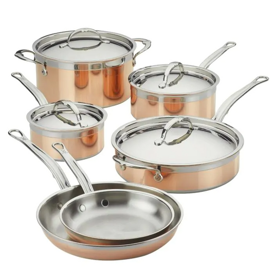 HESTAN COPPERBOND 10 PIECE POTS & PANS SET