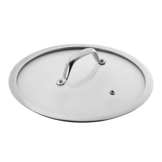 GLASS LID WITH STAINLESS STEEL HANDLE 16CM (SLEEVE)