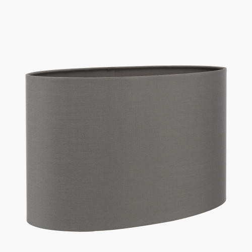 MIA STEEL GREY OVAL SILK MIX LAMPSHADE