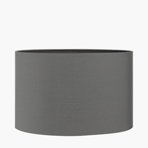 MIA STEEL GREY OVAL SILK MIX LAMPSHADE