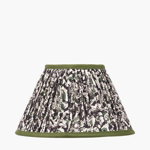 ORNELLA 25CM GREEN FLORAL DESIGN MUSHROOM PLEAT EMPIRE LAMP