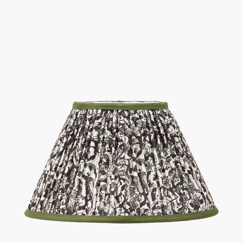 ORNELLA 30CM GREEN FLORAL DESIGN MUSHROOM PLEAT EMPIRE LAMP