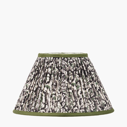 ORNELLA GREEN FLORAL DESIGN MUSHROOM PLEAT SHADE