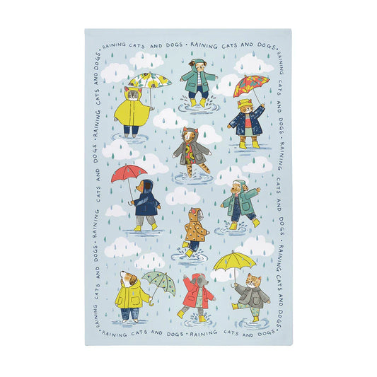 RAINING CATS & DOGS COTTON TEA TOWEL
