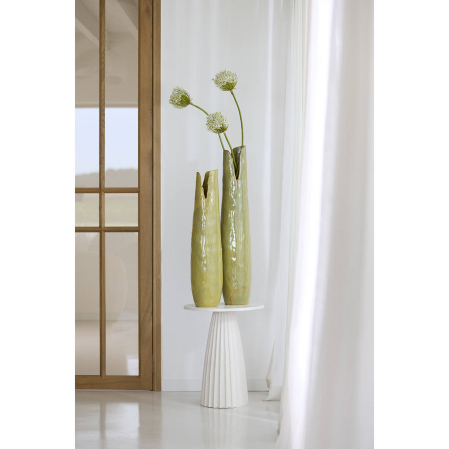 VASE DECO MESA CERAMIC OLIVE GREEN-BROWN