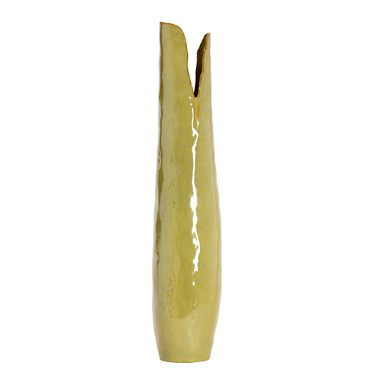 VASE DECO MESA CERAMIC OLIVE GREEN-BROWN