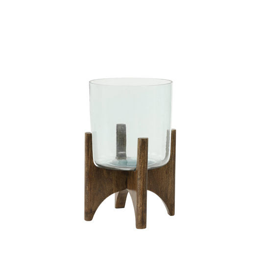 LIGHT & LIVING JACE VASE ON WOODEN BASE