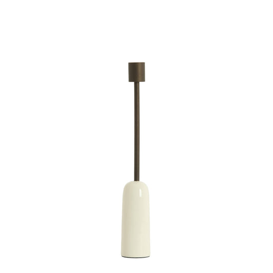 LIGHT & LIVING ACCESSORY CANDLE STICK 5*33.5CM YASILO DARK BRONZE+SHINY CREAM