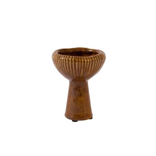 LIGHT & LIVING CANDLE STICK ORANGE AND AMBER  CERAMICS