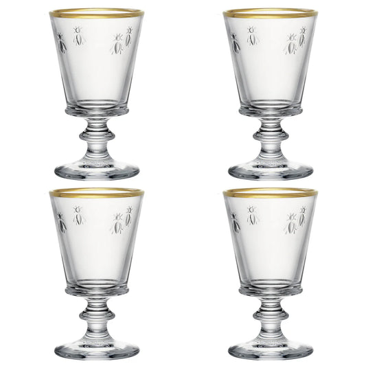 BEE STEMMED WINE GLASS GOLD RIMMED 24CL SET OF 4