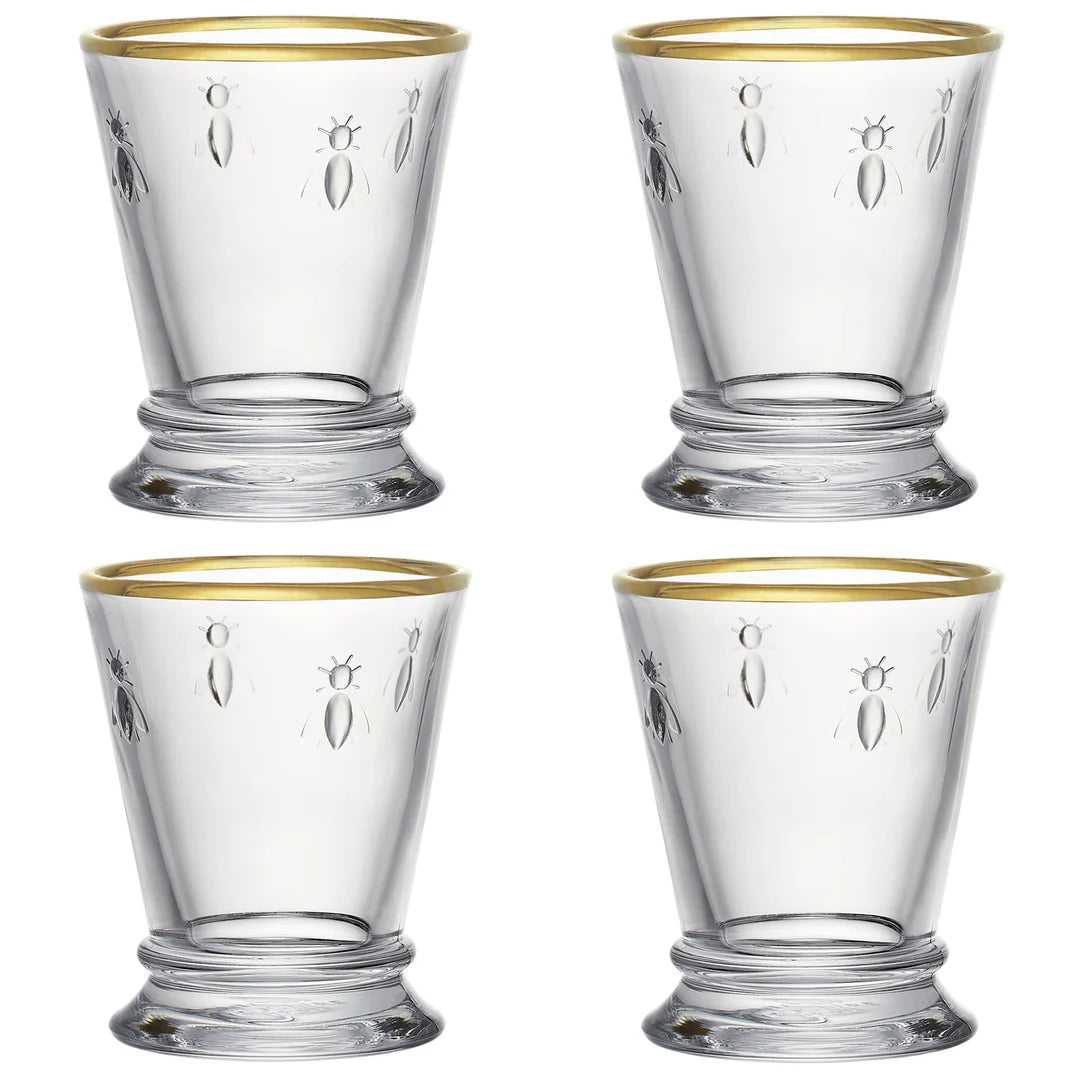 BEE FOOTED TUMBLER GOLD RIMMED 26CL SET OF 4