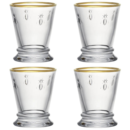 BEE FOOTED TUMBLER GOLD RIMMED 26CL SET OF 4