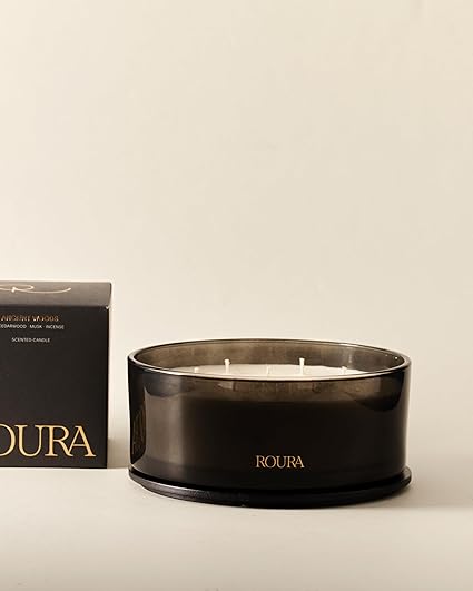 SCENTED GRAY JAR CANDLE 19*8CM-7 WICKS ANCIENT WOODS