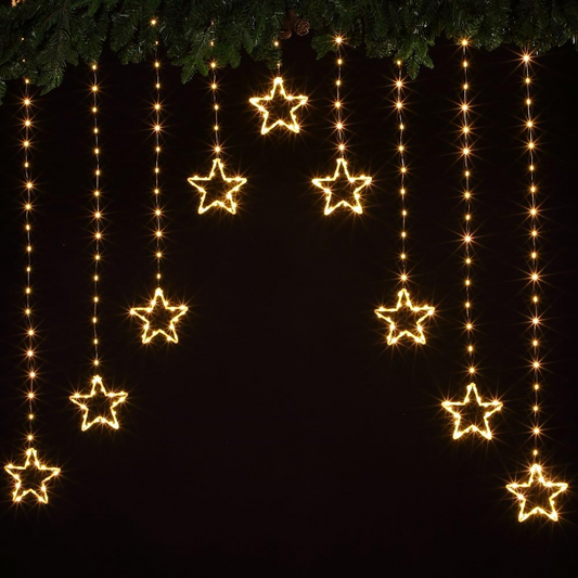 NOMA WARM WHITE STAR WIRE CURTAIN LIGHT