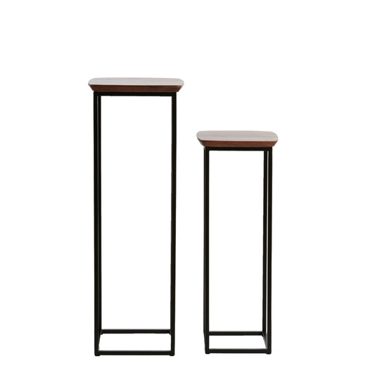 LIGHT & LIVING ACCESSORY PILLAR S/2 30*30*80+35*35*100CM QUENZA ACACIA WOOD