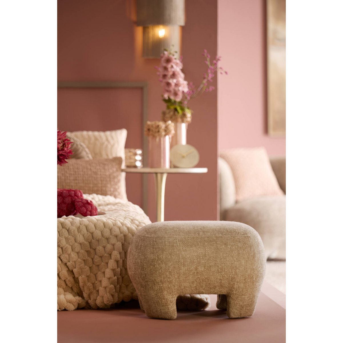 LIGHT & LIVING POUF ZENICA LIGHT BROWN