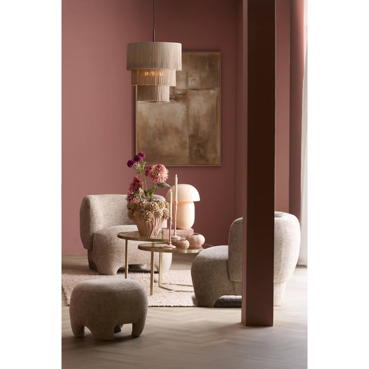 LIGHT & LIVING POUF ZENICA LIGHT BROWN