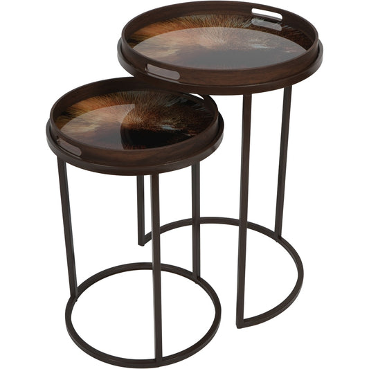 GOLDEN BURST SET OF 2 SIDE TRAY TABLES