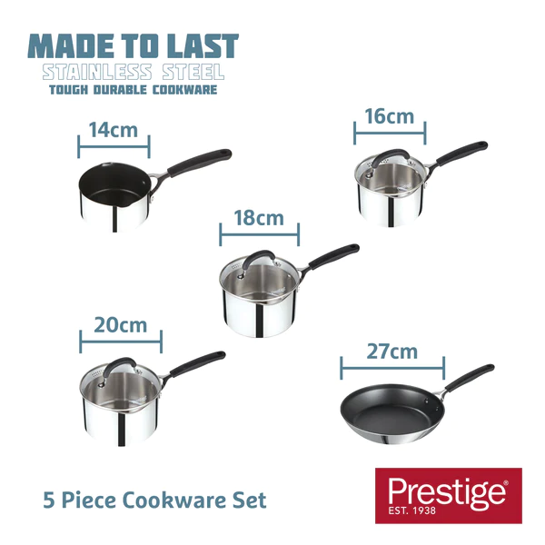 PRESTIGE MADE TO LAST COOKWARE SET 5 PIECE SET