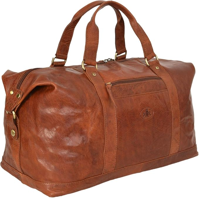 ROWALLAN SOFT COGNAC LEATHER HOLDALL BAG