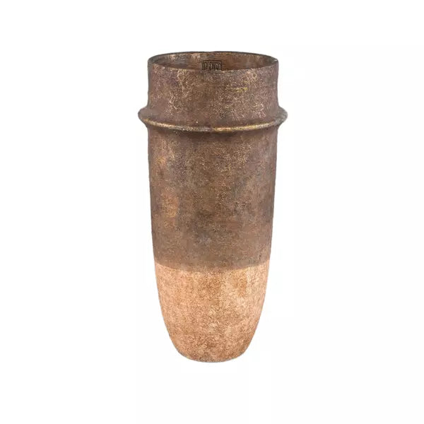 PTMD CHRISTENEE GREY HALF BROWN CEMENT ROUND POT