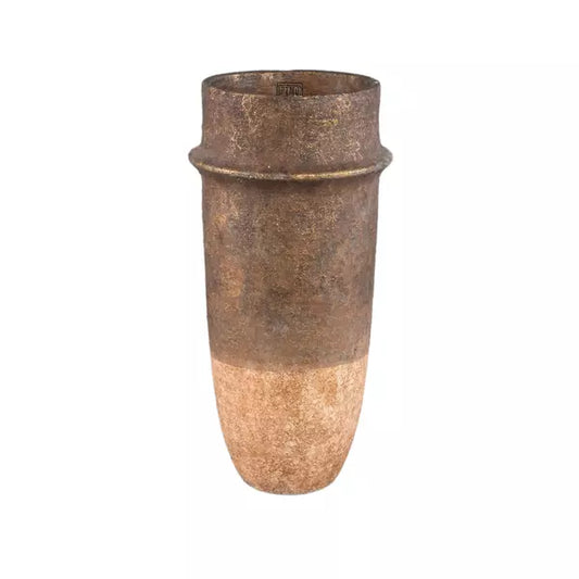PTMD CHRISTENEE GREY HALF BROWN CEMENT ROUND POT